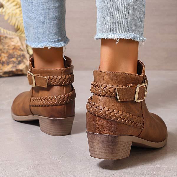 Women's Platform Ankle Boots with Buckle Strap 93460206C