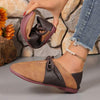 Women's Retro Colorblock Lace-Up Flat Casual Shoes 69768321C