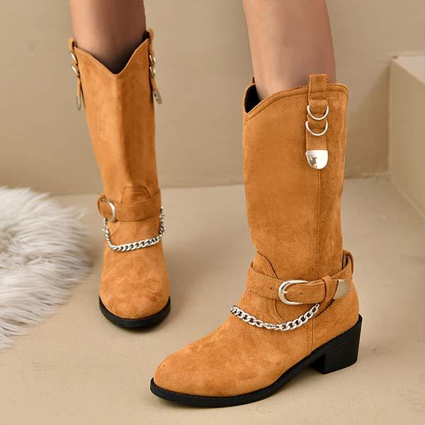 Women's Chain Block Heel Fashion Boots 03659680C