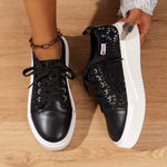 Women's Mesh Platform Lace-Up Casual Sneakers 81300740C