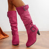 Women's Belted Chunky Heel Knee-High Boots 48248157C