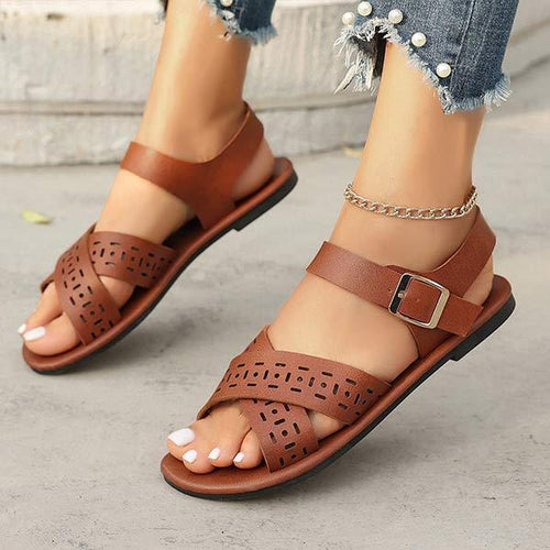 Women's Retro Hollow Casual Roman Sandals 68547057C