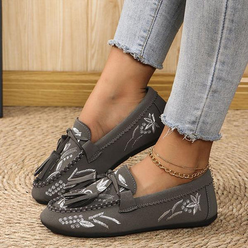 Women's Casual Slip-On Embroidered Tassel Loafers 68725019S