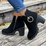 Women's Chunky Heel High Heel Side Zipper Ankle Boots 53160497C