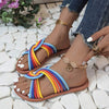 Women's Round Toe Colorful Braided Flat Slippers 31584995C