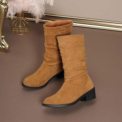 Women's mid-heel suede knee-high boots 61967333C