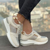 Women's Thick-Soled Casual Lace-Up Rhinestone Sneakers 49082393C