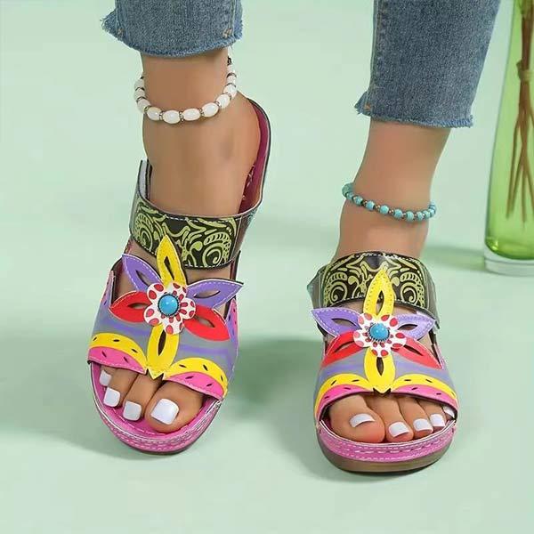 Women's Colorblock Wedge Totem Sandals 74721942C