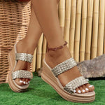 Women's Woven Wedge Slippers 37970636C