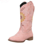 Women's Vintage Embroidered Chunky Heel Long Boots 54607670C