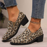 Women's Leopard Print Chunky Heel Loafers 82433108C