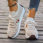 Women's Casual Flyweave Lace-Up Flat Sneakers 23953035S