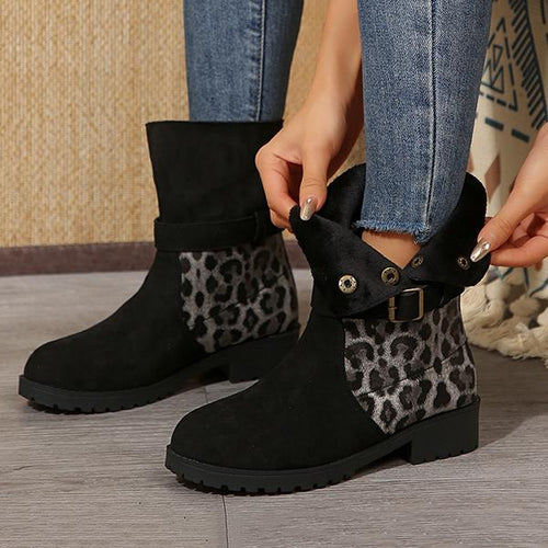 Women's Casual Leopard Buckle Ankle Boots 51962640S