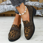 Women's Contrast Color Leopard Loafers 62081927C