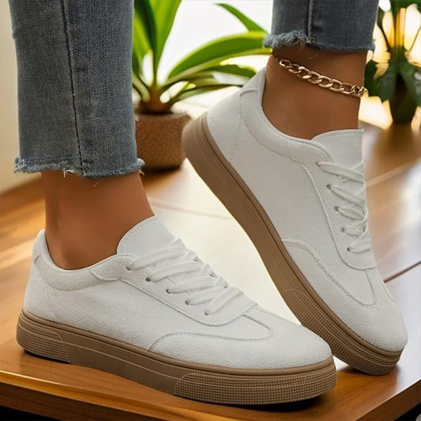 Women's Flat-Soled Lace-Up Suede Casual Sneakers 23828585S