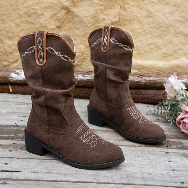 Women's Vintage Slouchy Block-Heel Martin Boots 20793809C