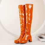 Women's Patent Leather High Boots with Side Zipper – Pole Dance Boots 89435390C