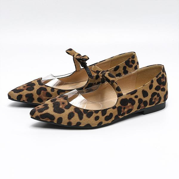 Women’s Casual Leopard Print Bow Flat Ballet Shoes 37212681S