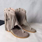 Women's Roman Fringe Thong Hidden Wedge Sandals 69569826C