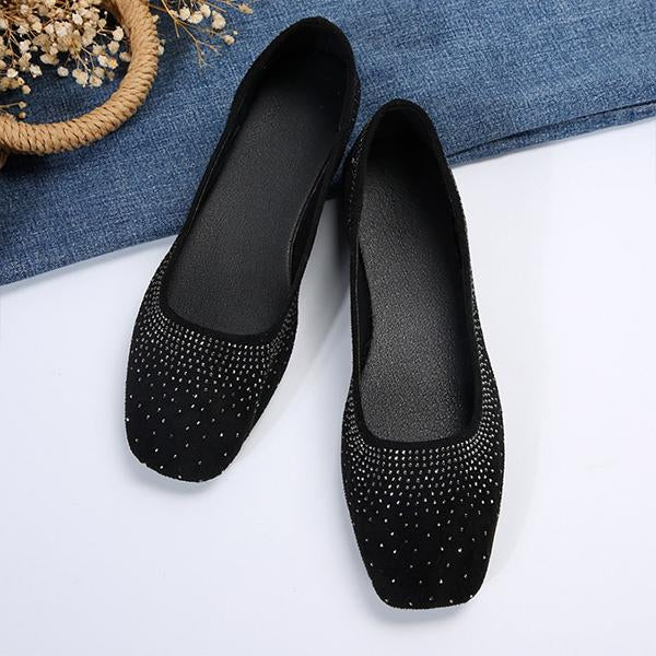 Women's Casual Rhinestone Knit Slip-On Flats 25356394S