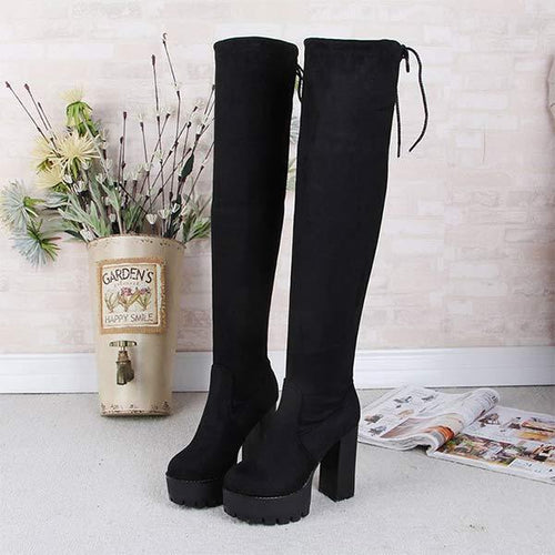 Women's Thick-Soled Elastic Over-The-Knee Boots 84766320C