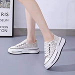 Women's Canvas Shoes Thick Sole Lace Sneakers 16148041C