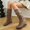 Women's Casual Elegant Lace Stitching Wedge Boots 04897938S