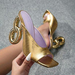 Women's Fashion Square Toe High Heel Slippers 54516533S