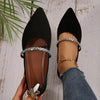 Women's Elegant Rhinestone Chain Pointed Toe Flats 89830880S