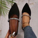 Women's Elegant Rhinestone Chain Pointed Toe Flats 89830880S