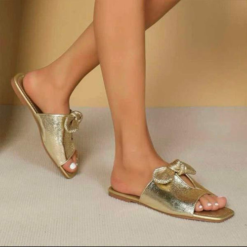 Women's Square-Toe Flat Fashion Sandals with Bow Detail 12045228C