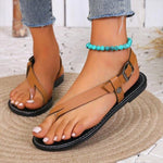Women's Fashionable Thong Flat Beach Sandals 65616926S