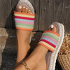 Women's One-Line Thick-Soled Fish Mouth Hemp Rope Candy-Colored Slippers 76408673C