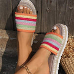 Women's One-Line Thick-Soled Fish Mouth Hemp Rope Candy-Colored Slippers 76408673C