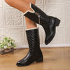 Women's Thick Velvet Thick Heel Mid-Calf Boots 06212893C