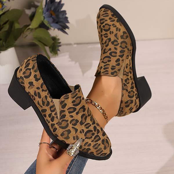 Women's Leopard Print Chunky Heel Loafers 82433108C