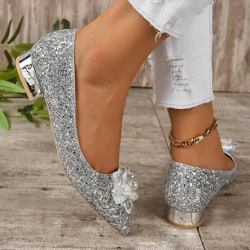 Women's Elegant Rhinestone Sequin Wedding Pumps 81945392S