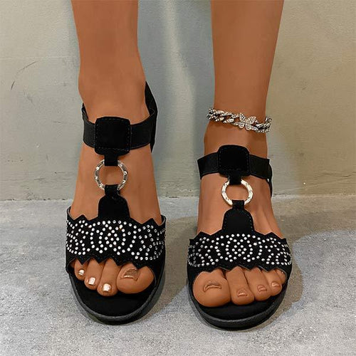 Women's Rhinestone Peep Toe Wedge Sandals 24840358C