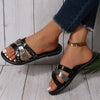 Women's Fashion Snake Pattern Stud Flat Slippers 37823483S