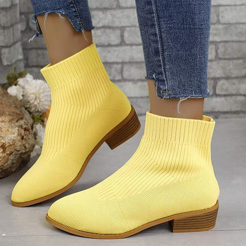 Women's Fly-Knit Pointed-Toe Breathable Sock Boots 79452397C