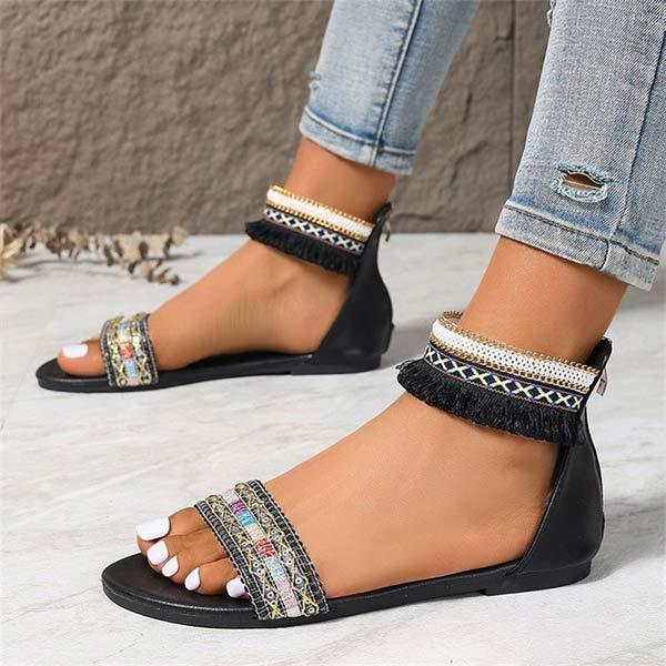 Women's Flat Back Zipper Sandals 11042532C