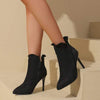 Women's Pointed Toe High Heel Suede Ankle Boots with Side Zipper 75194483C