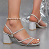 Women's Rhinestone Single Strap Chunky Heel Sandals 45500248C