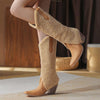 Women's Fashion Faux Shearling Knee-High Western Boots 14488746S