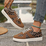 Women's Leopard Print Front Lace-Up Thick-Soled Sneakers 37287835C