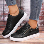 Women's Casual Zipper Decorated Lace-up Sneakers 15454681S