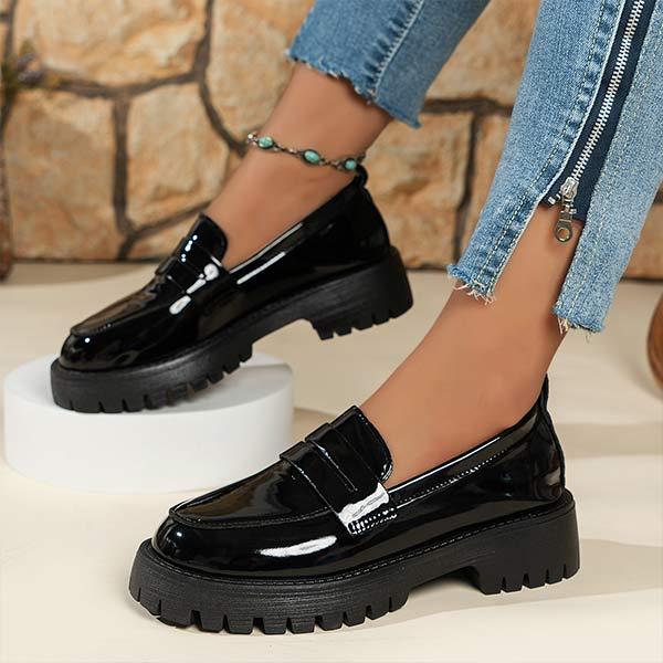 Women's Patent Leather Platform Loafers 98337232C