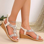 Women's Flat Rhinestone Wedge Sandals 85720329C