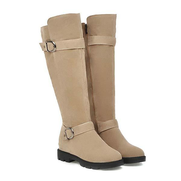 Women's Flat Buckle-Strap Knee-High Boots 35363104C