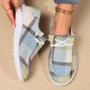 Women's Lace-Up Casual Plaid Flat Canvas Shoes 06532324S